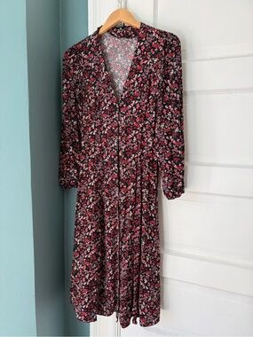 New look petites floral button up tea dress w/ 3/4 sleeves